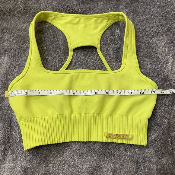 Bo+Tee Ribbed Waist Scoop Neck Sports Bra In Green XS - Picture 5 of 8